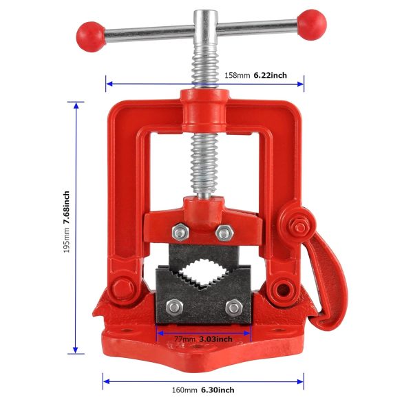 Pipe Vice Bench Yoke Vise, Heavy Duty Cast Iron Pipe Vise for Plumbers