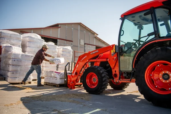 Land Pride PFL3048 Skid Steer Pallet Fork in action