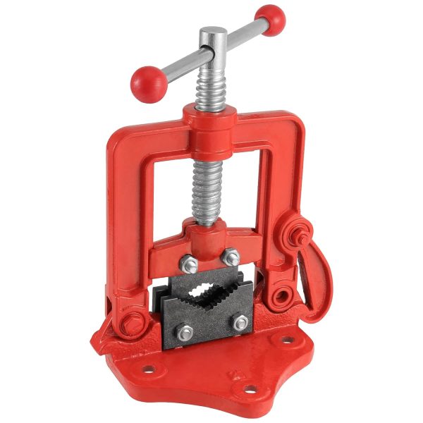 Pipe Vice Bench Yoke Vise, Heavy Duty Cast Iron Pipe Vise for Plumbers